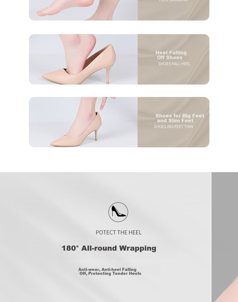 FOOTOPPO Leather Shoe Heel Grips for Men, Anti-Friction Heel Stickers, Shoe Size Adjustment Tool for Women, Heel Grips And Shoe Stickers 3