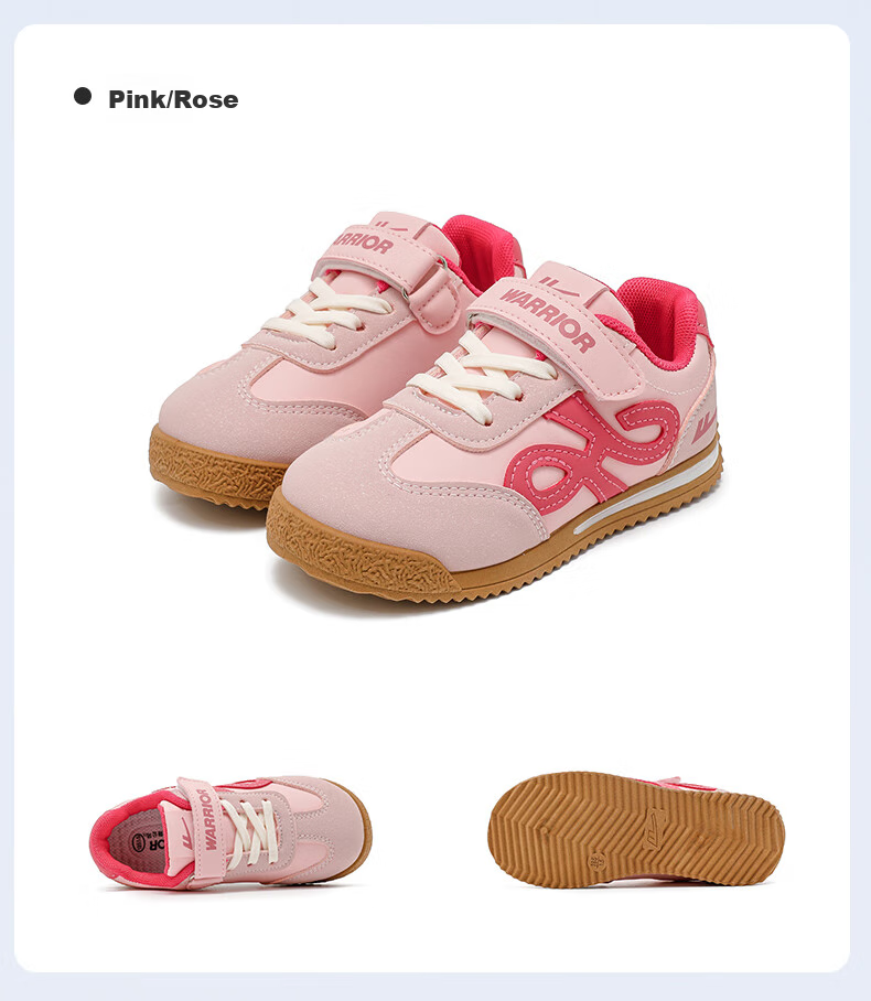 Warrior Girls' Sneakers, Spring And Autumn Casual Sports Shoes, Lightweight Children's Training Shoes WZ-1415 Pink/Lilac Purple 29 11