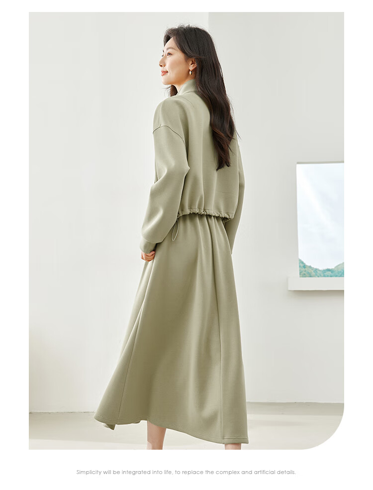 Fansiman Premium Commuter Outfit Set Women's Autumn New Jacket and Skirt Set Bean Green XL 4