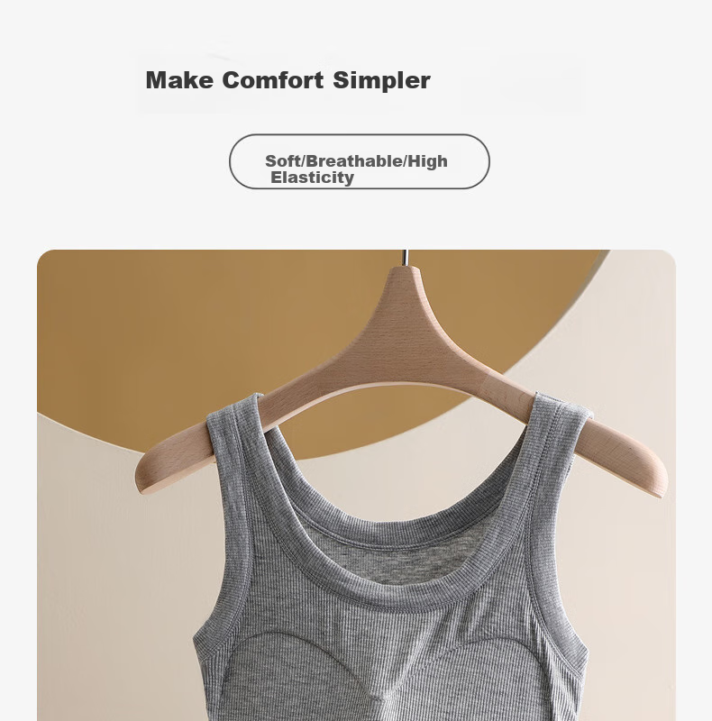 Modaier Plus Size Ribbed Camisole Tank Top for Women with Built-In Bra Pads, Middle-Aged And Elderly Mom's Versatile Underwear Top 19