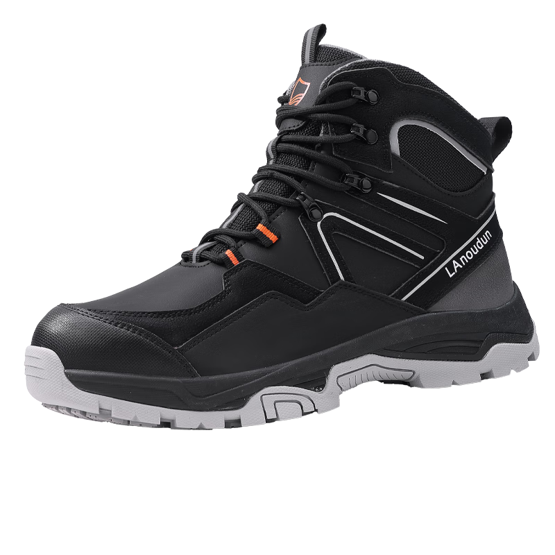 BlueOwl Shield Men's High-Top Lightweight Soft Sole Slip-Resistant Steel Toe Cap Anti-Smash Anti-Puncture Safety Durable Work Shoes D290 Size 41