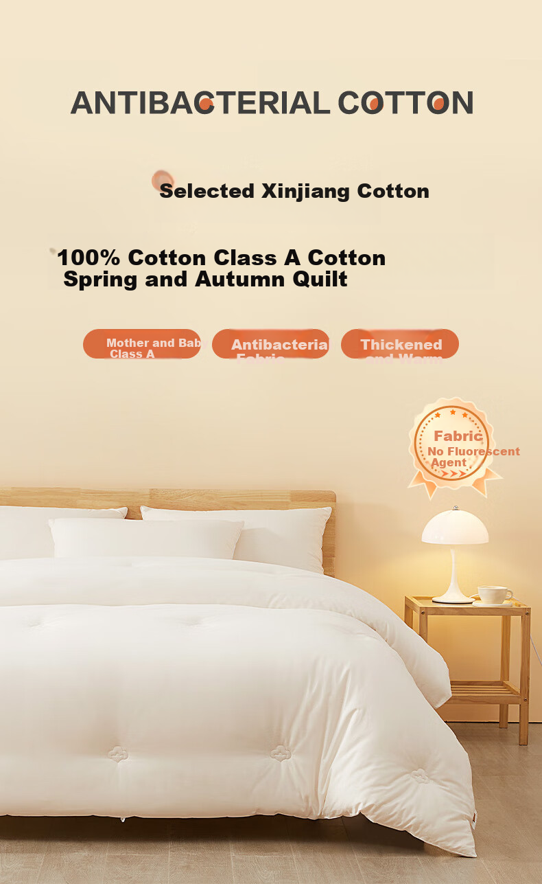 BEYOND Home Textiles, Mother And Baby Class A Antibacterial, 100% Xinjiang Cotton Quilt, Spring And Autumn Comforter, Approximately 4.6 Jin (2.3 Kg), 200*230cm 1