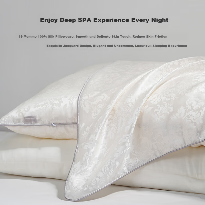 Ciyun Snow Love Silk Soft Pillow, Pure Silk Fabric, Silk Pillow Core with Mulberry Silk Filling, One Piece, 48*74cm