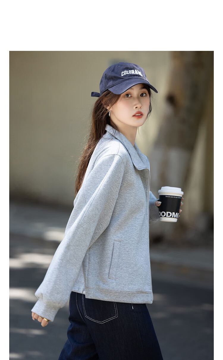 Demana [Comfort Elastic 350G Air Layer] Autumn Design Segmented Stand Collar Long Sleeve Loose Petite Women's Jacket 1