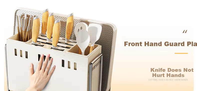 Jiabangshou [Chow Yun-fat endorsed] Kitchen Knife Holder Storage Rack Multifunctional Chopstick Holder Cutting Board Knife Organizer Draining Rack White 6