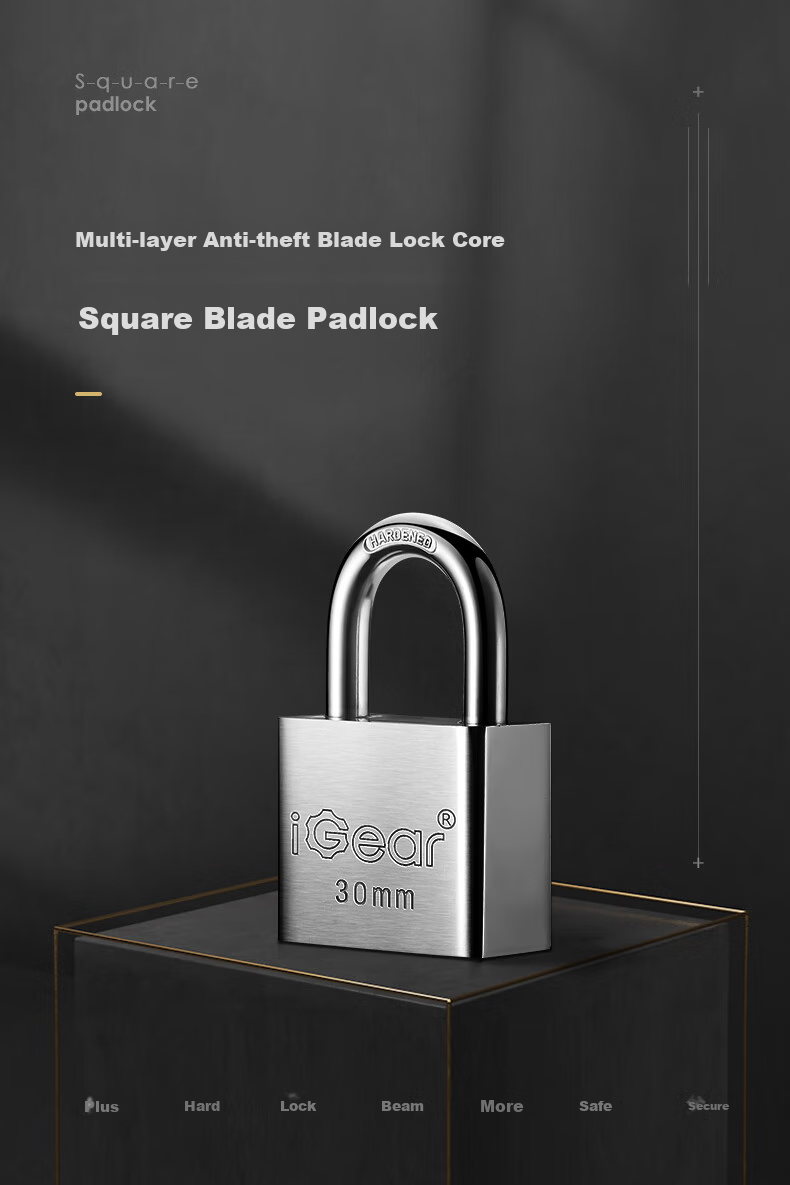 IGear Padlock Waterproof Rust-Resistant Door Lock Tool Lock for Shops, Warehouses, Gates, Home Use Anti-Theft Tamper-Proof Lock 50mm 3