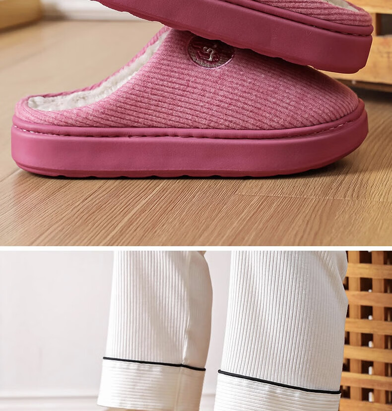 Huamei Jianbu Unisex Versatile Half-Cover Cotton Slippers Indoor Outdoor Fleece Lined Warm Cotton Slippers HM2502 Navy Blue Size 40-41 20