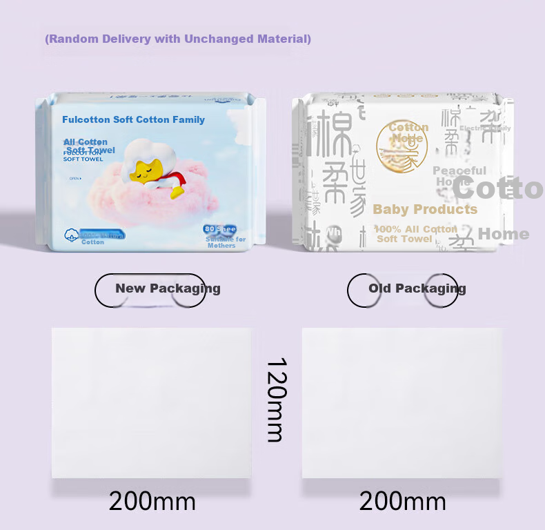 FulCotton Baby Soft Cotton Wipes, 100% Pure Cotton, for Both Dry And Wet Use, Thickened Face Towels, 80 Sheets * 1 Pack 5
