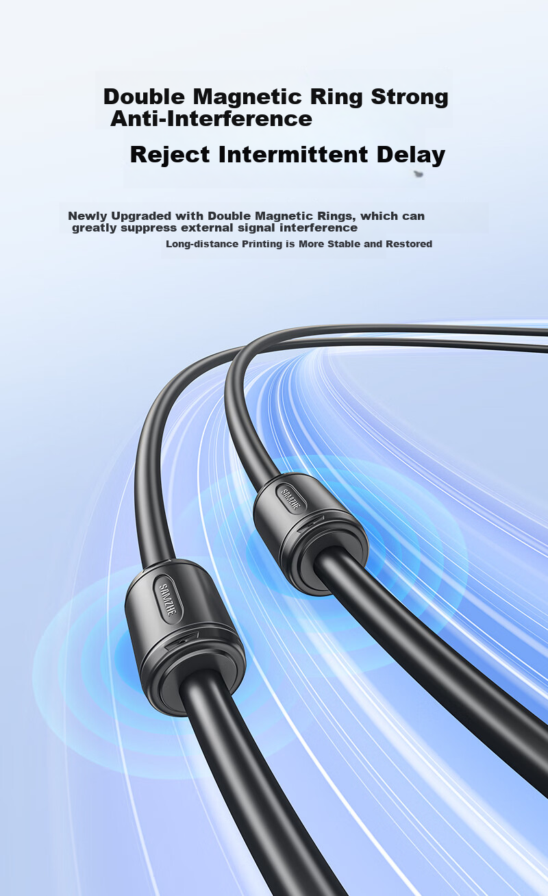 SAMZHE Printer Data Cable, 3 Meters, USB 2.0 AM/BM Square Connector, High-Speed Printing Cable, Supports HP, Canon, Epson Printers, Upstream Cable B Line SD-30C 4