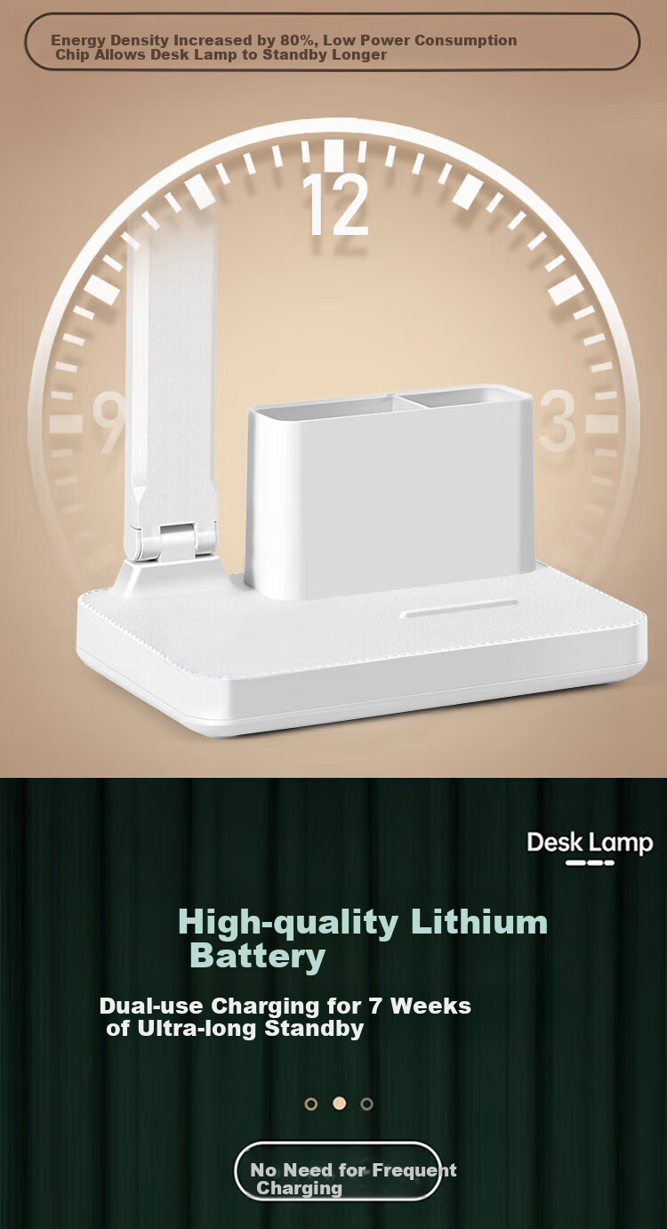 Jingqian Desk Lamp, Eye Protection Lamp, Rechargeable Desk Lamp, Children's Study Lamp, Small Lamp for Students' Dormitory And Study Room, Reading Lamp 3