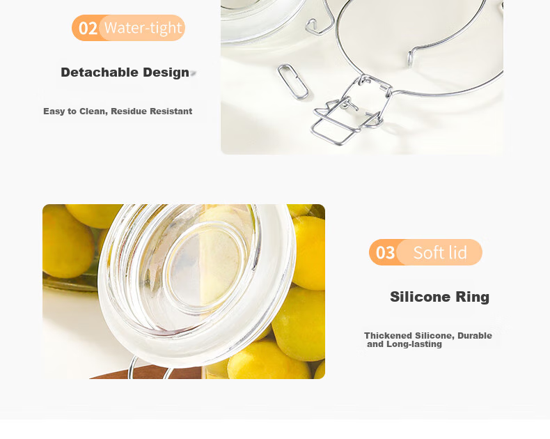Baijie Glass Storage Jar, Airtight Container for Liquor Infusion, Glass Bottle for Honey, Canned Food Jar, Pickle Jar, 1500ml*2 9