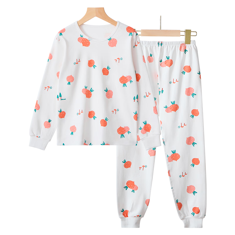 LangSha Kids Cotton Autumn Winter Underwear Set Girls Long Johns Pajamas 140