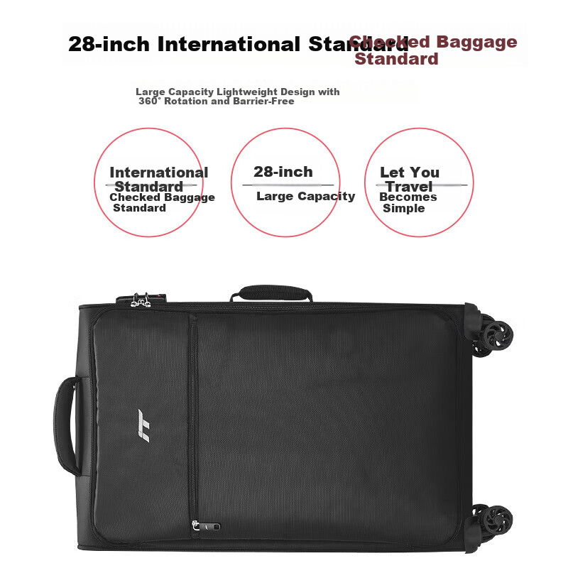 INTERNATIONAL TRAVELLER British IT Suitcase, Check-In Luggage, Spinner Wheels, Ultra-Light Suitcase, 28-Inch Soft Fabric Case, 1191 Black