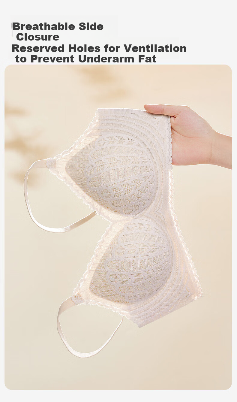 Fenteng Wireless Bra for Women, New Antibacterial Latex Light Cup Sexy Lace Anti-Spillage Underwear for Wome 7
