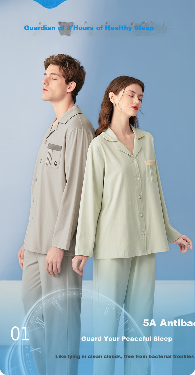 Fenteng Women's Pajamas, 5A Antibacterial Pure Cotton, Simple Solid Color, Breathable, Suitable for Outdoor Wear, Home Loungewear Set, Soft Cotto 4