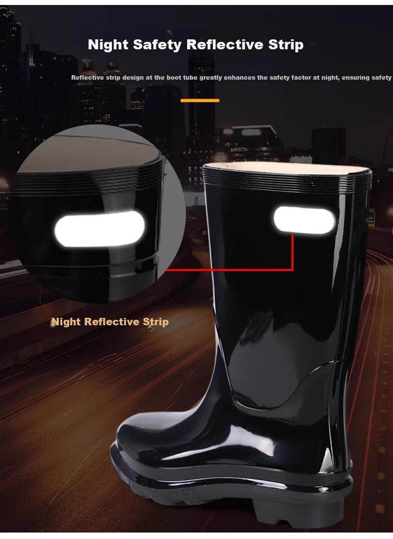 Warrior Rain Boots for Men, Mid to High Top Waterproof Shoes, Thickened Anti-Slip Reflective Strips, Rubber Boots, Overshoes, HLOZ8 Mid-Calf Size 39 1