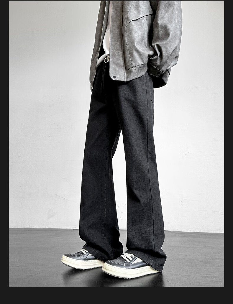 Homlean American Retro Washed Jeans, Summer Men's Fashionable Versatile Loose Straight-Leg Slightly Flared Casual Pants, SS99 Vintage Blue M 10