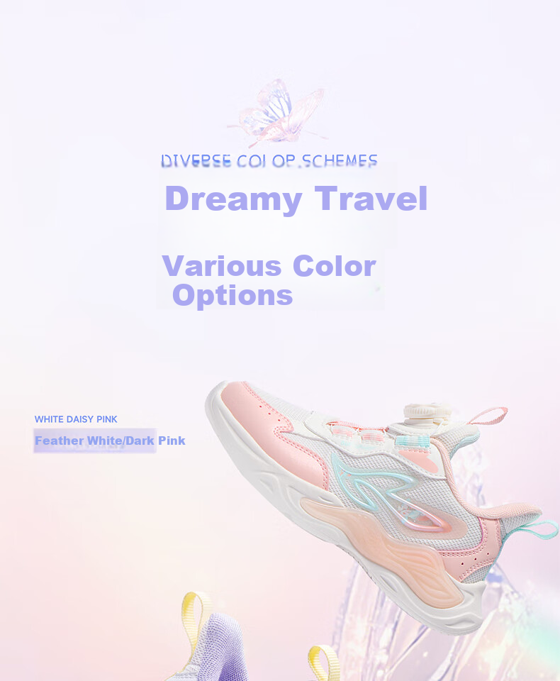 361° Children's Shoes Girls' Lightweight Soft Bouncy Sweet Playful Casual Sneakers for Fall 2025, Pink Size 27.5 4