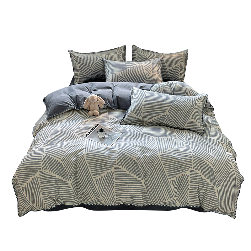 MUJI A-Class 100% Cotton Brushed Four-Piece Bedding Set 1.5/1.8m Bed Home Comfortable Skin-Friendly Pure Cotton Sheet Duvet Cover 200*230cm