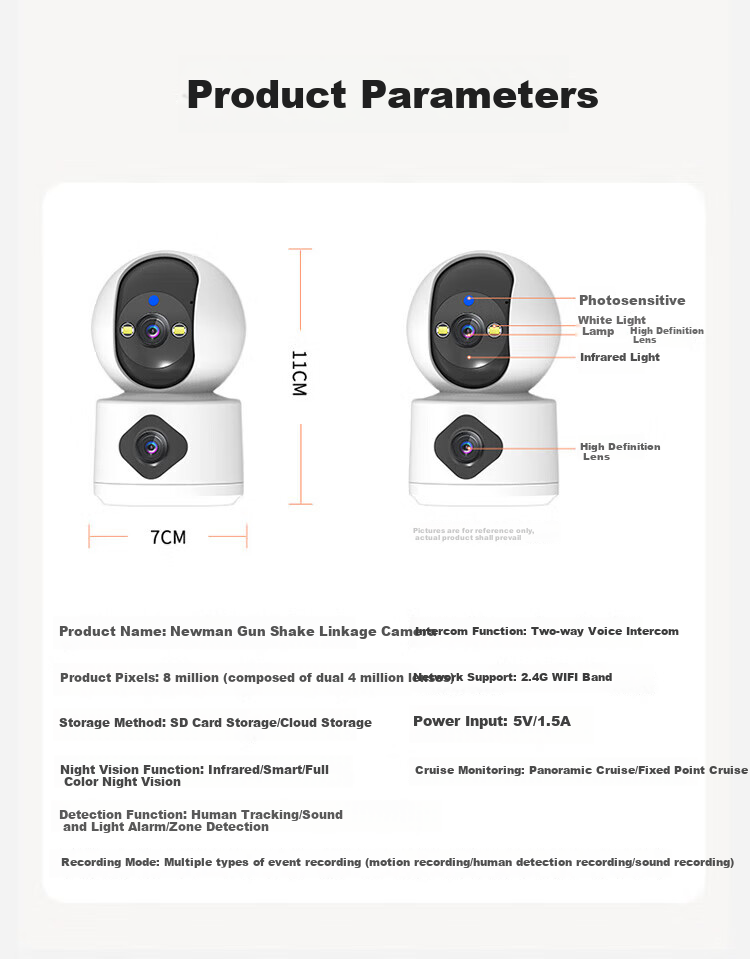 Newmine Wireless Home Camera AI Remote Monitoring Via Smartphone, 360-Degree Coverage with Night Vision, Panoramic View, Voice Control, 5 Million Pixel High-Definition Auto-Rotation Indoor PTZ Camera with Two-Way Audio 12