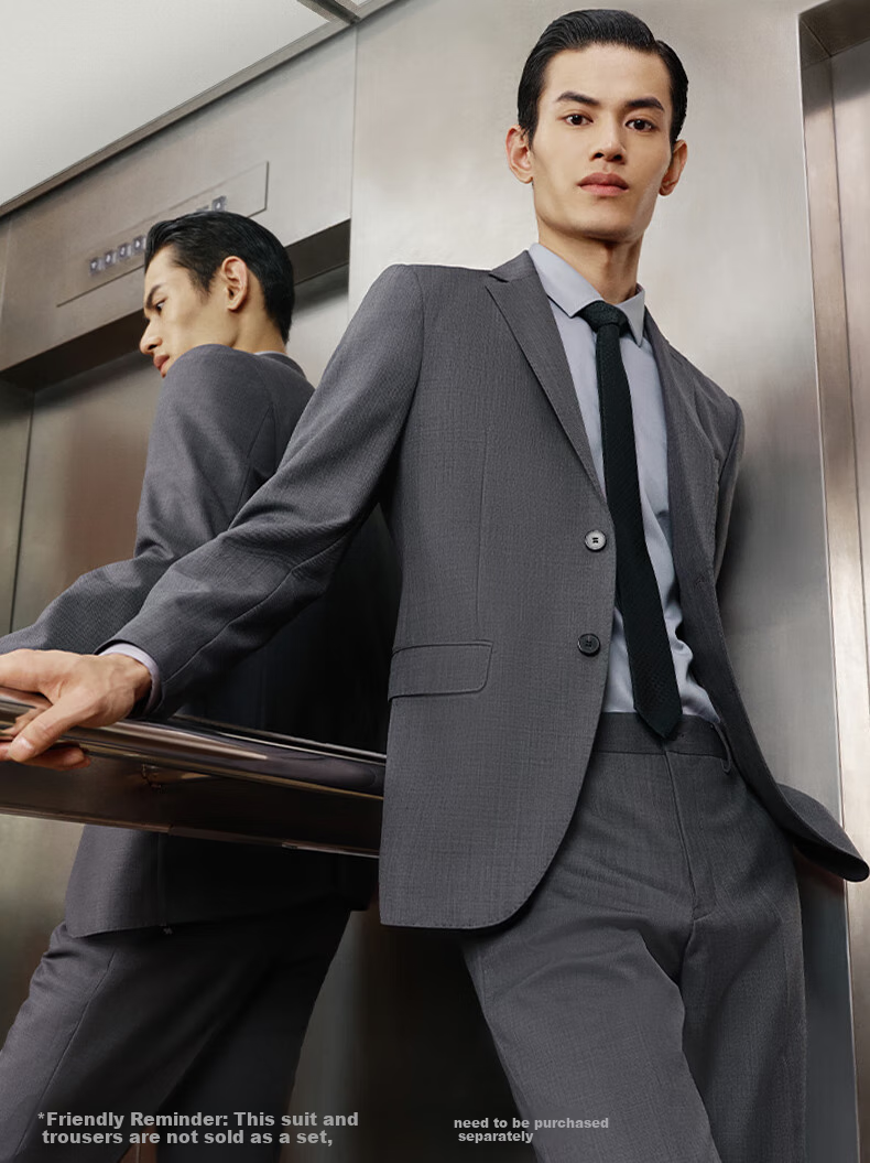 Goldlion [Ziyoux] Spring And Autumn Men's Suit, Machine Washable Wool, Easy-Care Formal Wear, Black, Size 54A 3