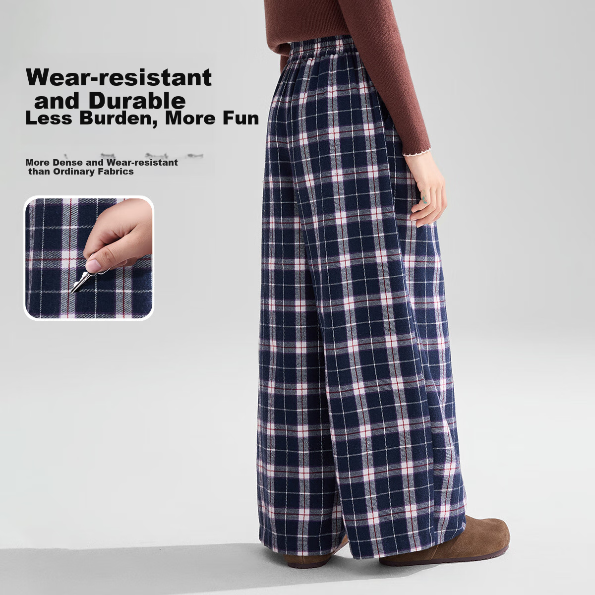ASK JUNIOR Children's Pants, 2025 Autumn British Retro Style Straight-Leg Pants, Color-Block Plaid Trousers for Older Children, Girls' Pants 3