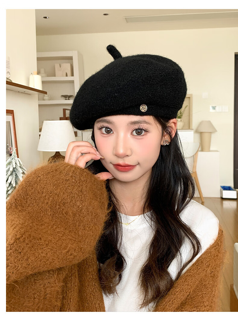 XUEXIMAN Women's Beret Autumn Winter Versatile Warm Slim Face Octagonal British Retro Newsboy Painter Hat 13
