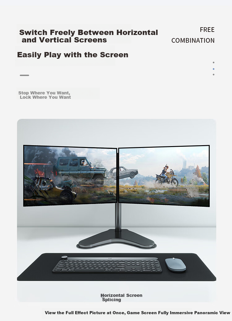 ATSCORE Dual Monitor Stand, Computer Stand for Two Screens, Display Riser And Bracket, Left And Right Dual Screen Support, 10-32 Inches 5