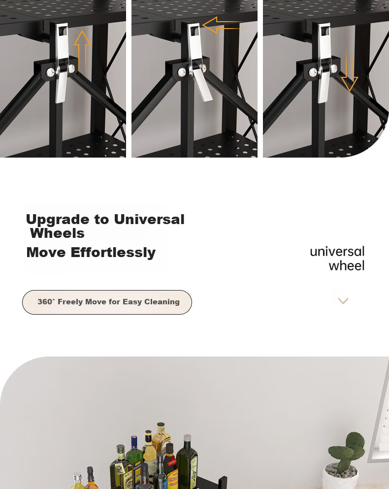 Leaijia Foldable Storage Rack, No Installation Required, Multi-Layer Kitchen Shelf, Movable Floor Storage Organizer for Oven And Microwave 11