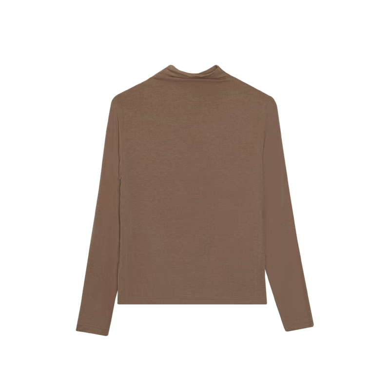Hodo Home Women's Elegant Base Shirt Autumn Winter Lightweight High Elastic Nude Feel Multi-Color Small Turtleneck M 165/90 Dark Brown