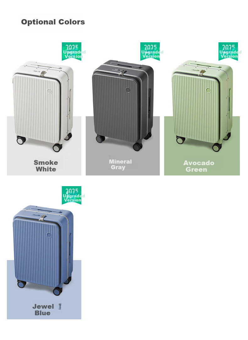 Mixi Front-Opening Aluminum Frame Suitcase, Trolley Case with Password Lock, Large Capacity Luggage for Travel, Carry-On Suitcase for Me 22