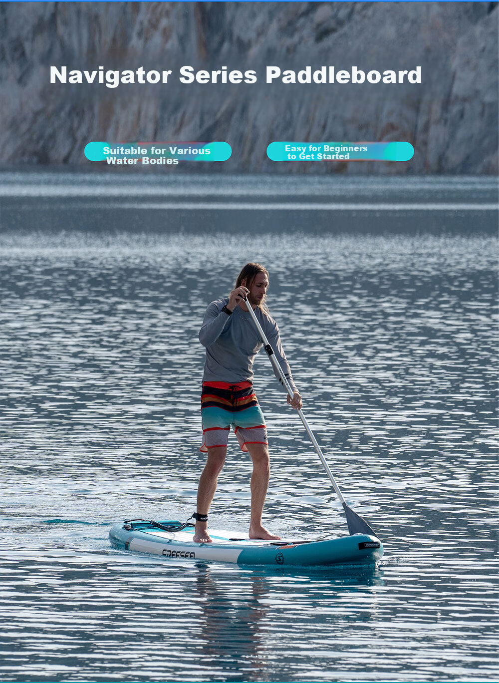 TRANS-E Creative Group Paddleboard, Sailor Surfboard, Inflatable Folding Fishing SUP, Water Rafting Board, Ink Green, 3.2 Meters 1