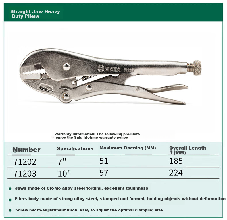 SATA Straight-Line Pliers 7" 7 71202 1