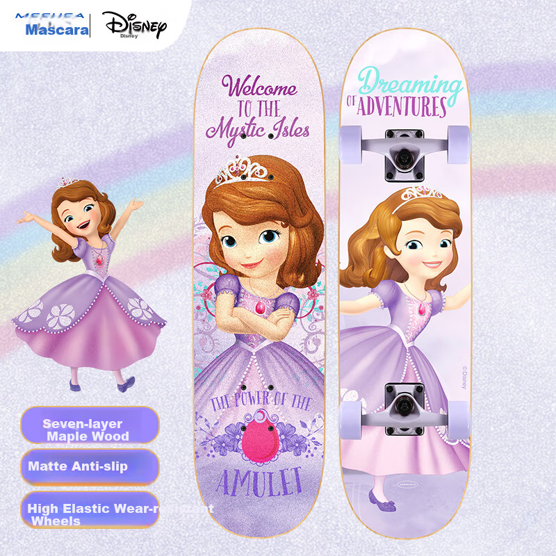 Disney Disney Children's Skateboard, Double-Warped Adult Four-Wheel Skateboard, Youth Professional Board for Beginners