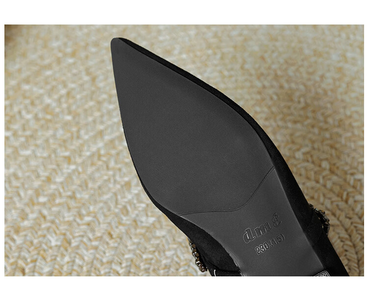 Demana Elegant Commuter Autumn Winter Everyday Versatile Low-Key Rhinestone Matte Suede Flats Women's Work Shoes 4