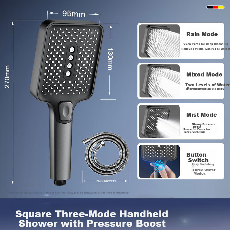 HOMK [Germany] Shower Head Set, High-Pressure Shower Head, Bathroom Bathing Shower Head, Hose Set SL-002 2