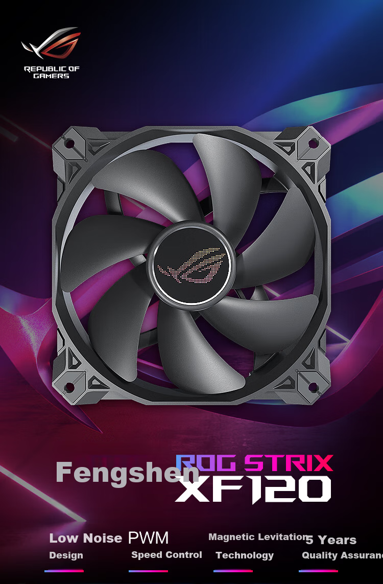 ASUS ROG STRIX Fengshen XF120 Fan (Black 12cm Case Cooling Fan/Magnetic Levitation Bearing/CPU Fan/Cooling Radiator Fan/4pin PWM) 4