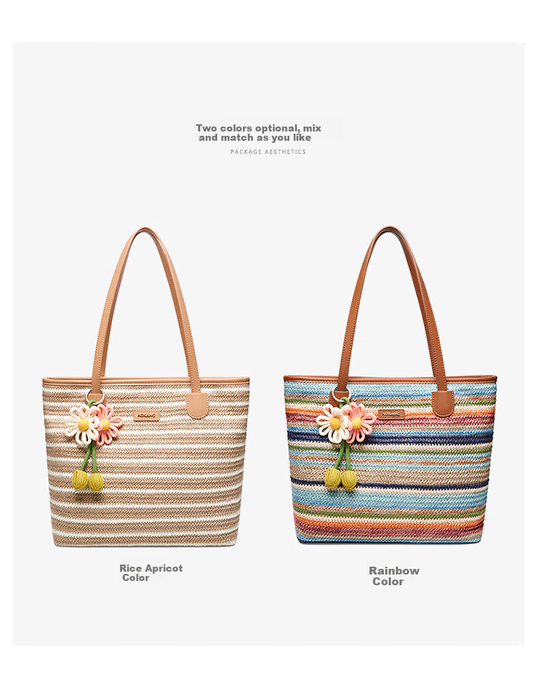 Aokang Women's Handbag, Fashionable Rainbow Color-Block Trendy Tote Bag, Light Luxury Shoulder Bag, Birthday And 520 Gift for Girlfriend Or Wife 10