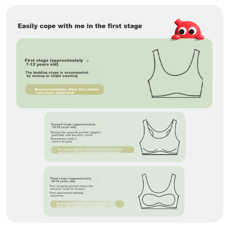 Hongdou First Stage Anti-Protrusion Children's Underwear, Developmental Period for Elementary School Girls, Thin Camisole, Young Girl Bra 12