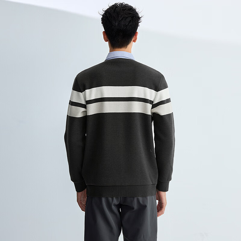 HLAHLA Men's Knitted Sweater Autumn 2025 Light Business Classic Series Fleece Lined Thickened Sweater