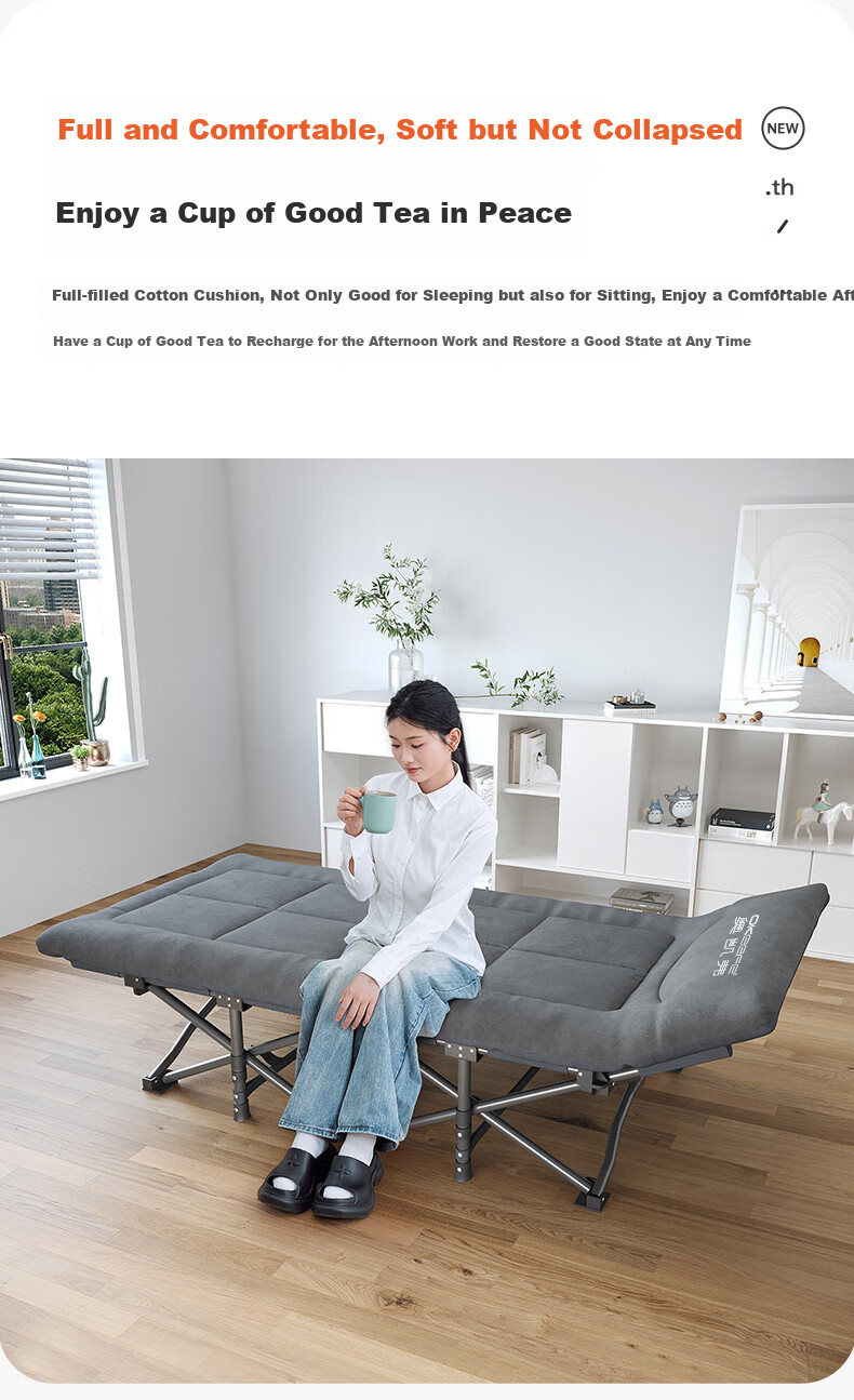 OKeefe Folding Bed, Single Nap Bed, Multifunctional Camp Bed, Lounge Chair, Hospital Companion Bed, Office Siesta Bed, Ten-Foot Bed 9