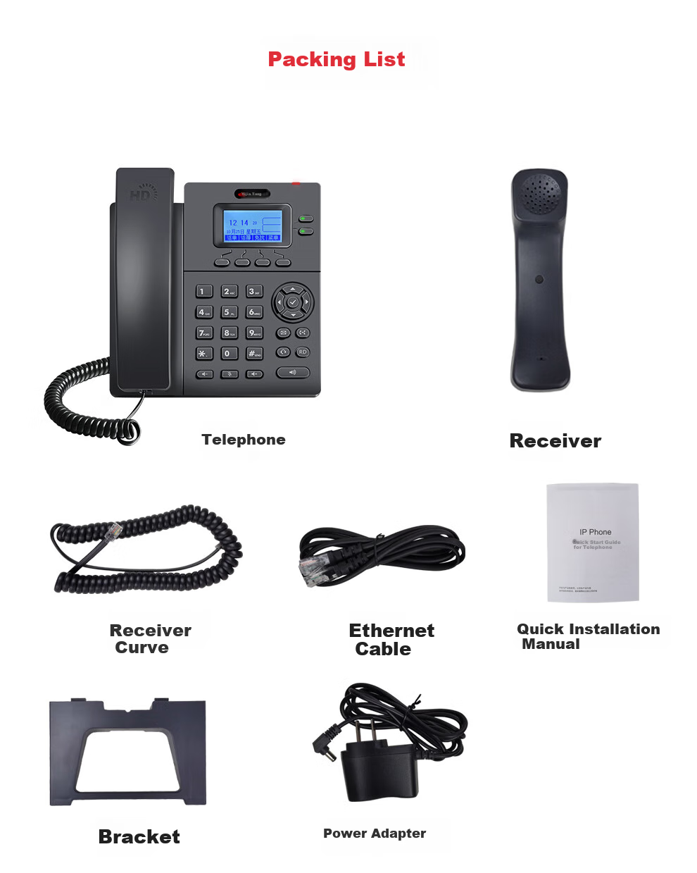 Yijiatong IP Telephone Landline, IP201 VOIP Network Phone, Call Center Telephone, Gigabit Ethernet Port with Dual SIP Accounts, Wall-Mountable, Power Supply Included 8