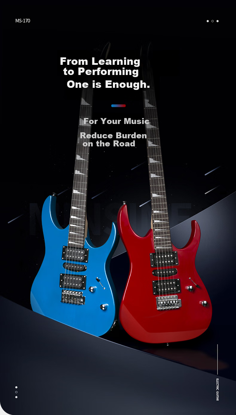 Minsine MS170/Sunset Color Electric Guitar, Beginner's Electric Guitar, Professional-Level Electronic Guitar, Single Pickup Rock Guitar 1