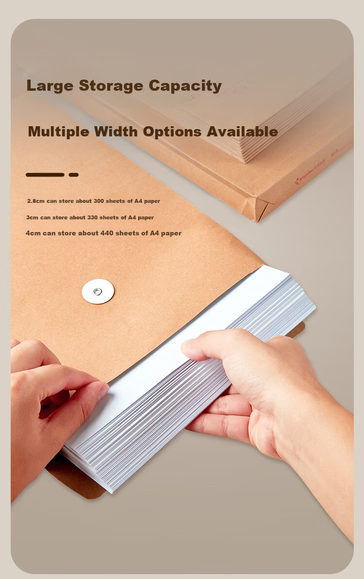 Kingdee A4 Kraft Paper File Folders, 10 Pieces, 200g, 2.8cm Side Width, Document Folders for Bids, Contracts, Bills, Data Storage, Meeting Materials, Office Supplies 3