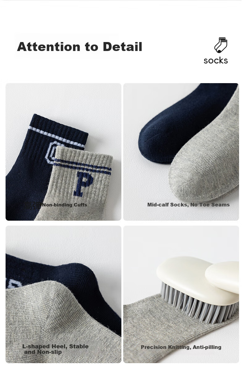 Ziyouxi Children's Socks, Boys' Breathable And Odor-Resistant Thin Socks, All-Season Mid-Calf Cotton Socks, Student Socks for Older Children, Short Socks, 10 Pairs Per Pack 10