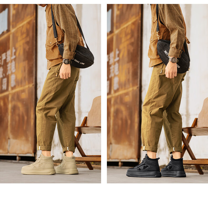 Bull Family Martin Boots Men Autumn Winter New High-Top Sports Casual Shoes Trendy Fashion Thick-Soled Height-Increasing Men's Work Boots 7