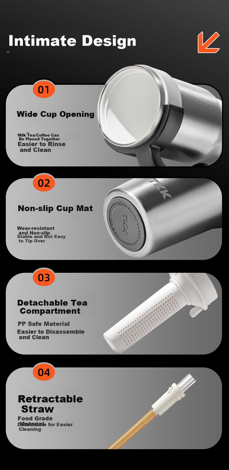 TKK Large Capacity Insulated Mug for Men, Summer Car-Friendly Cold-Keeping Ice Cup with Ceramic Inner Liner, Water Bottle, Giant Tea Cup 13