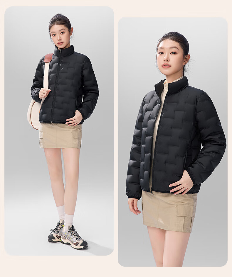 SNOWFLYING Women's Short Down Jacket 2025 Winter Korean Slim Fit Lightweight 90% Down Coat Cream Light Beige XL 24