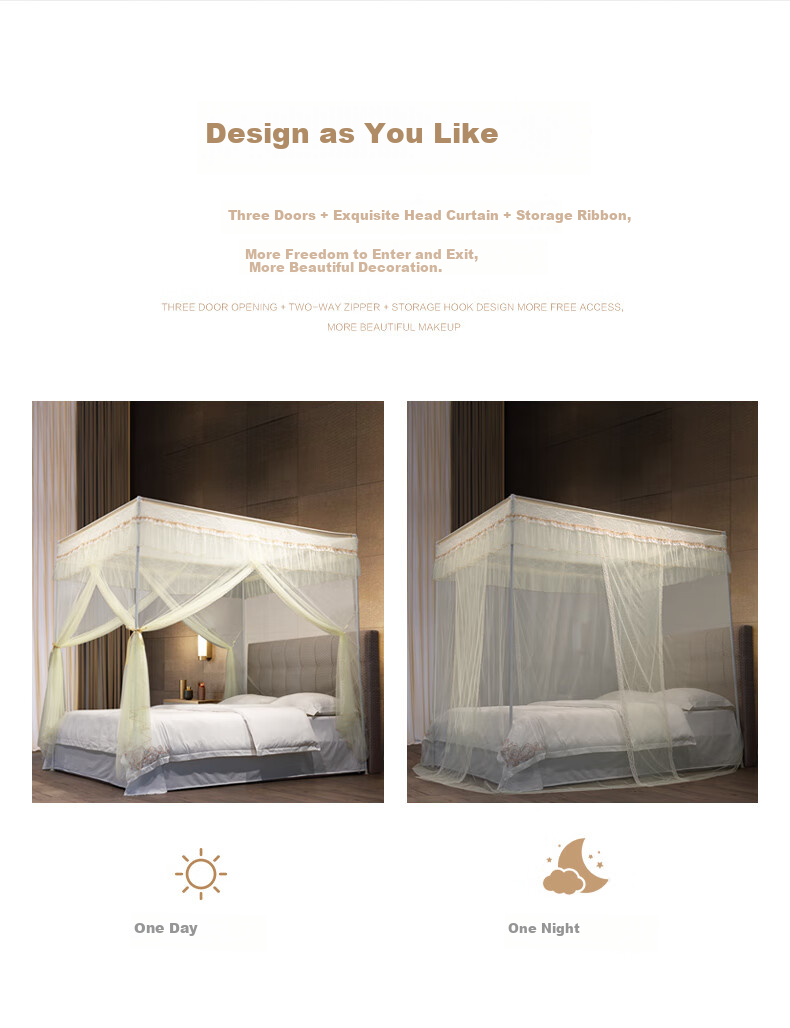 FUANNA Shiguang Mosquito Net with Thickened Frame, Three-Door Opening, 1.8x2 Meter Bed [Dense Mesh, Easy to Install And Remove] 5