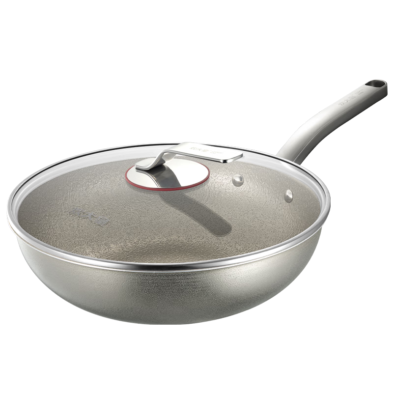 COOKER KING Pure Titanium Wok, Non-Stick Titanium Pan, 32cm, Compatible with Induction And Gas Stoves, Titanium Rui TR32CG
